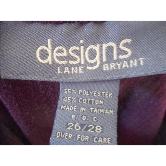 Lane Bryant 26/28 v neck collared ribbed knit Purple Sweater cotton blend - Picture 2 of 4